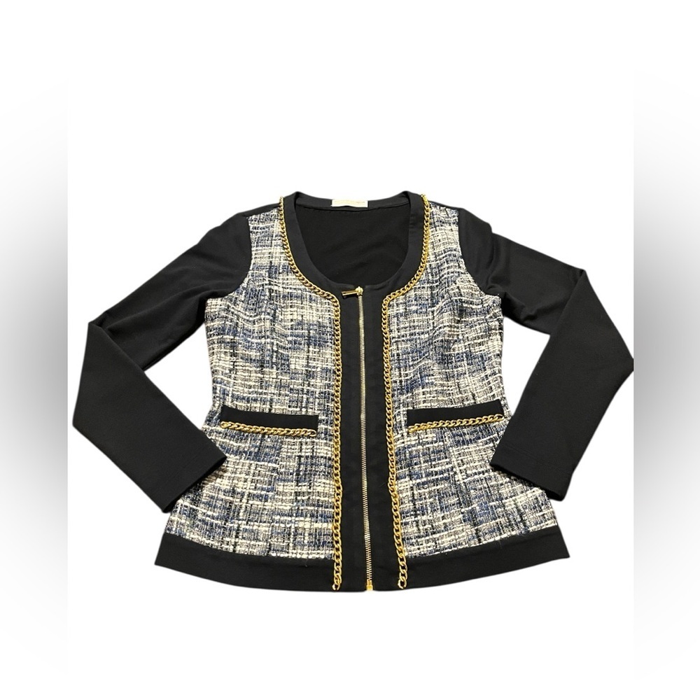 Boston Proper Sport Tweed Chain Detail Blazer Sz S